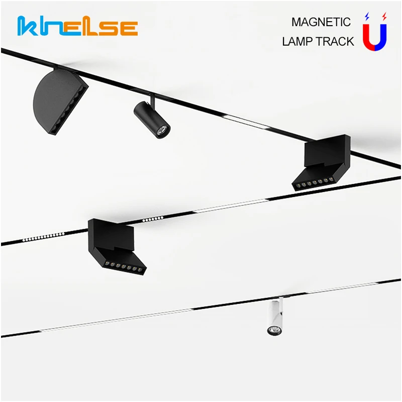 New LED Track Lighting Aluminum Ceiling Recessed Suspended Creative 0.5M 1M LED Magnetic Lights Track Rail image 2