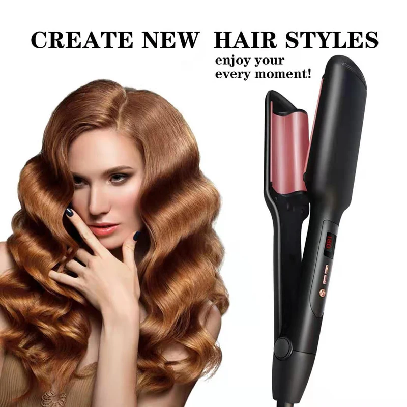 

Electric Hair Curling Iron Hairdressing Ceramic Flat Iron Shape Curling Corn Splint Fluffy Liquid Crystal Display Wavy Hair Iro