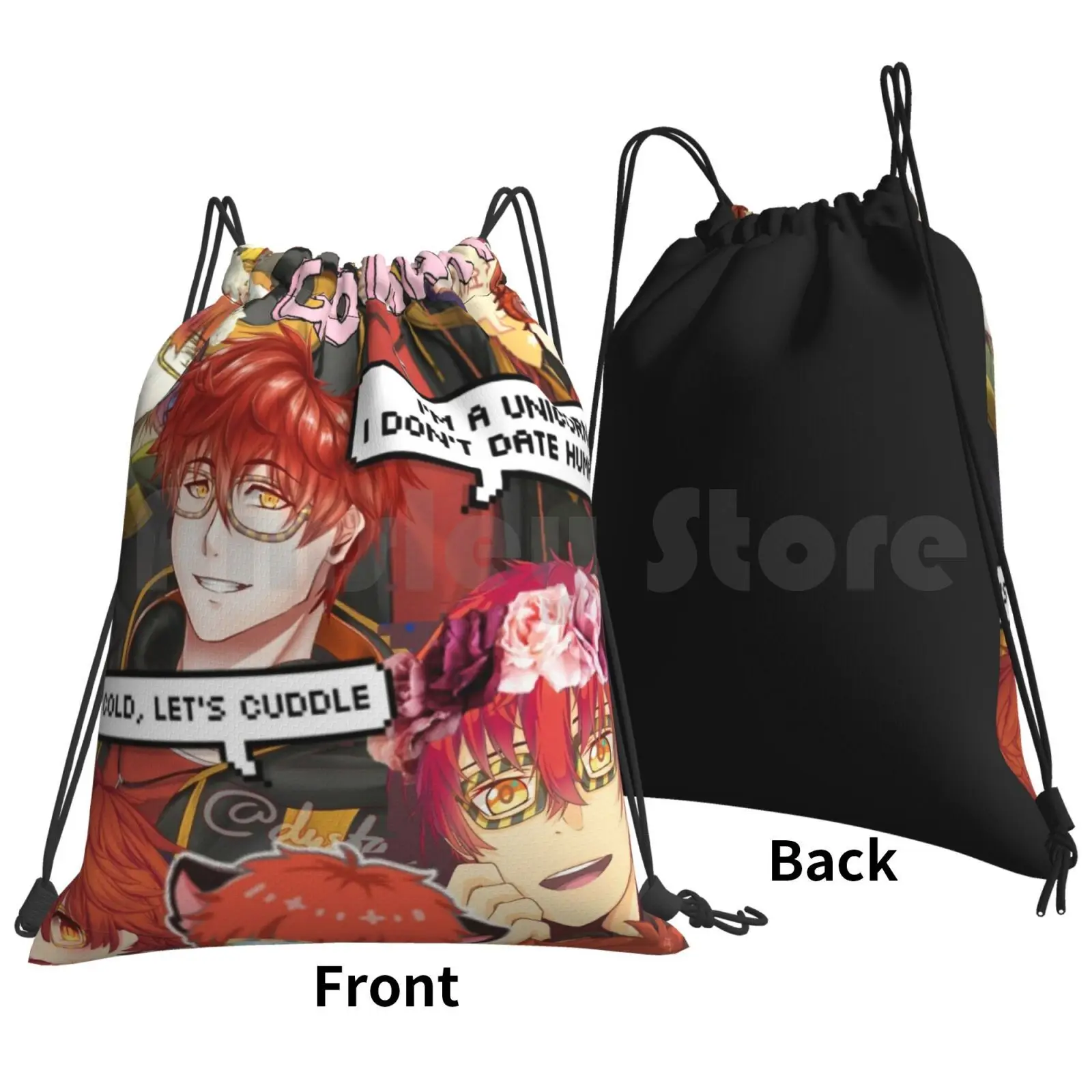 Mystic Messenger 707-Tumblr Style Backpack Drawstring Bag Riding Climbing Gym Bag Anime Weeb Weeaboo Mystic Messenger Mysme