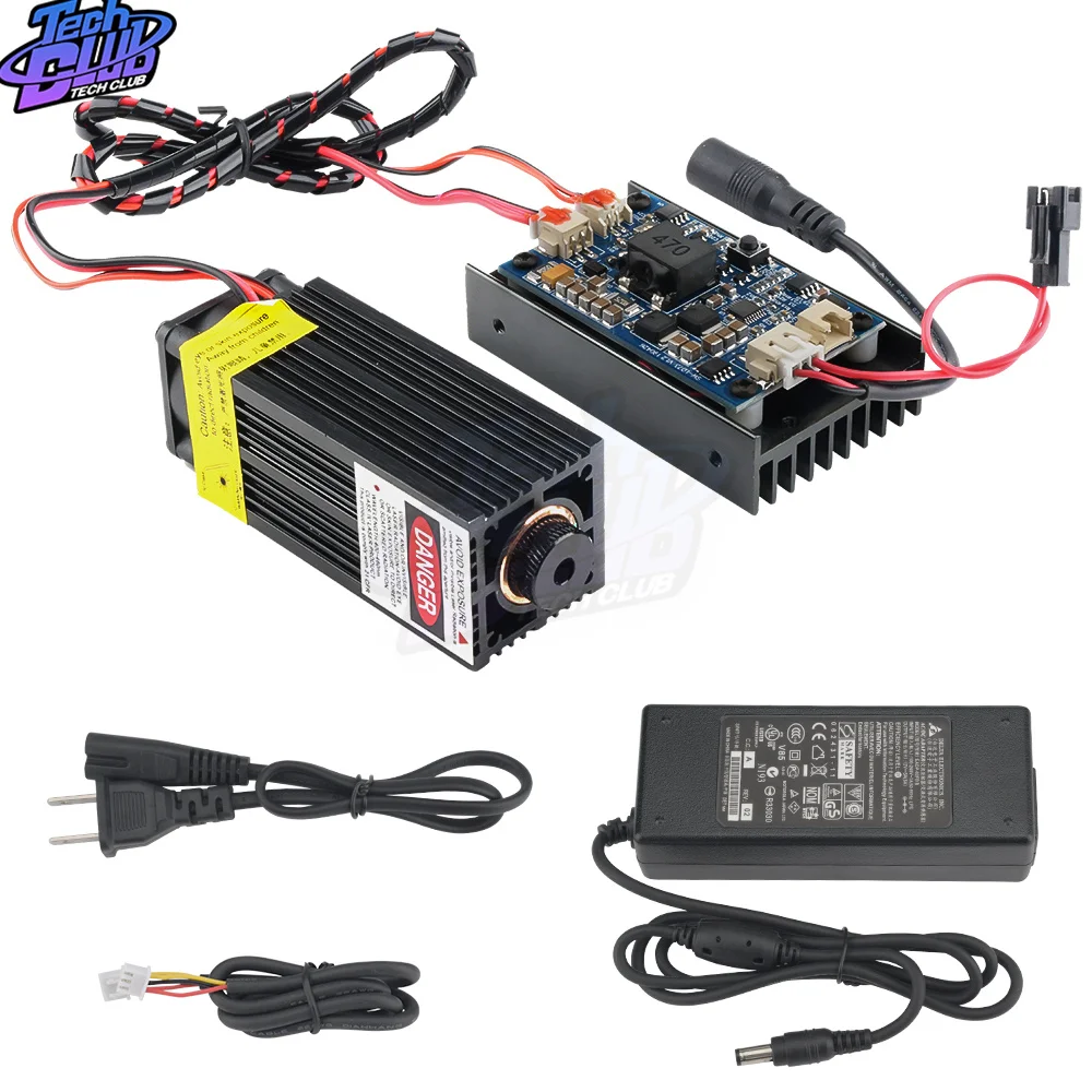 Módulo láser azul de enfoque ajustable TTL de alta potencia, accesorios de herramienta de grabado láser DIY, cabezal láser de 15W, 12V