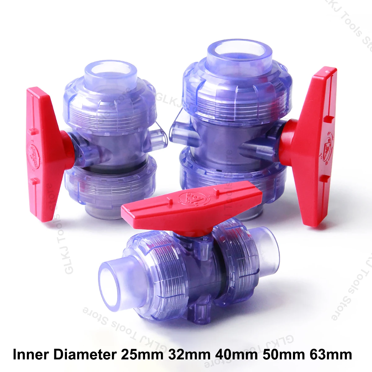 

1Pc ID 20~63mm Transparent UPVC Pipe Union Valve Water Pipe Fittings Irrigation Water Pipe Connector Aquarium Adapter Ball Valve