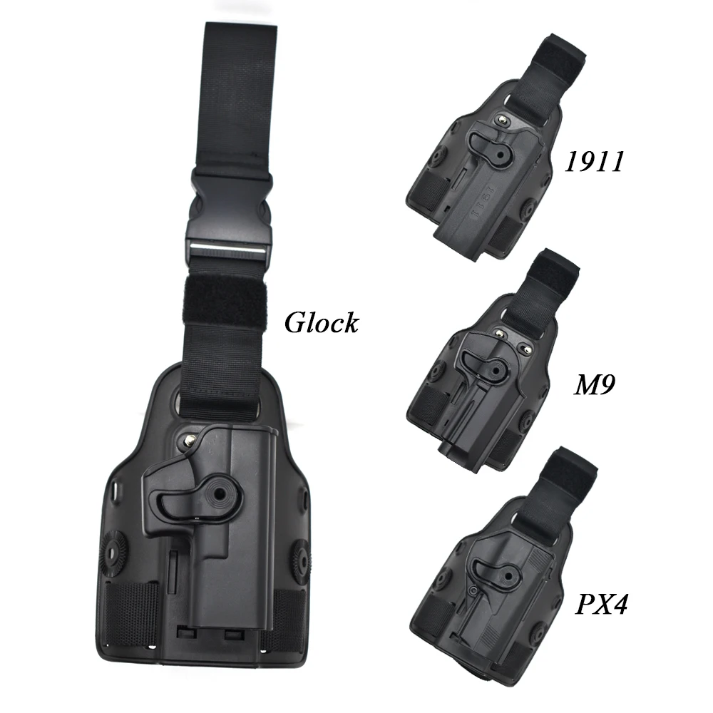 Hunting Drop Leg Gun Holster Tactical Pistol Thigh Leg Holster Case For Glock 17 19 Colt 1911 Beretta M9 PX4 Storm