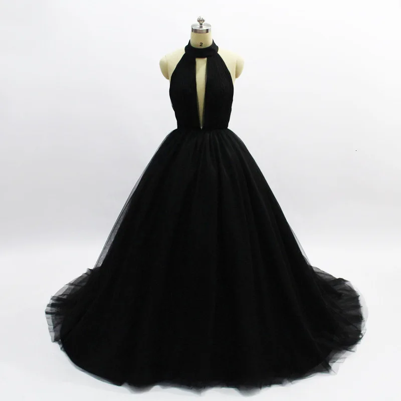 Zwarte Prinses Avondjurk Lange Sexy Baljurken High-End Prom Jurken Backless 2021 Nieuwe Sweep Trein Diepe V-hals haute Couture