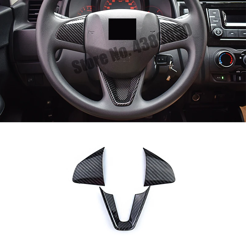 

ABS Matte/Carbon fibre For Honda FIT JAZZ 2014-2018 accessories Car Steering wheel Button frame cover trim car styling 3pcs