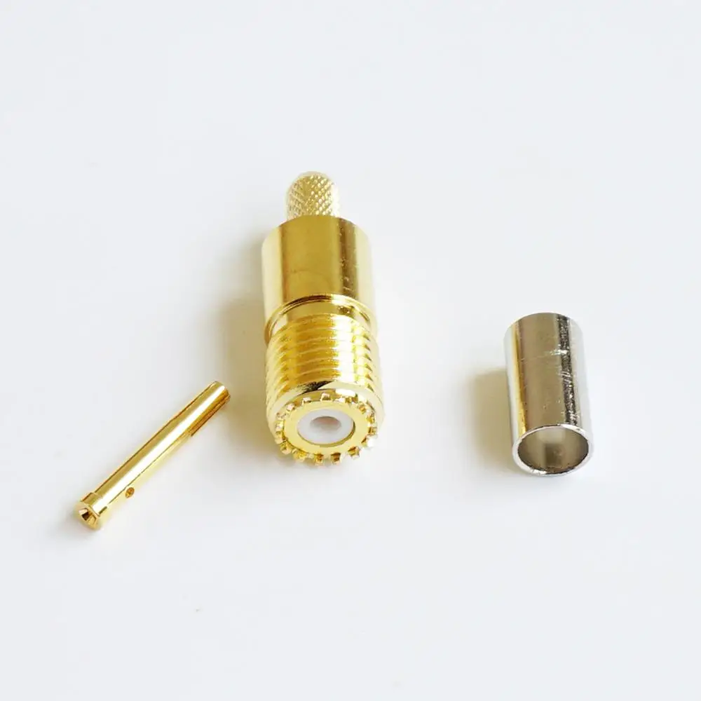 Miniuhf Mini Uhf Vrouwelijke Plug Rf Coax Connector Socket Crimp Voor LMR195 RG58 RG142 RG223 RG400 Rf Coaxiale Rechte Gold plated