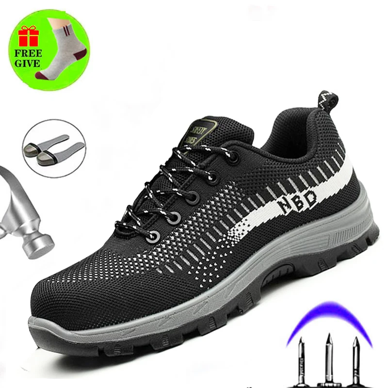 

Safety Shoes Summer Breathable Anti-static Work Boots Outdoor Casual Anti-Puncture Steel Toe Non-slip Wear-resistant Men's Boot