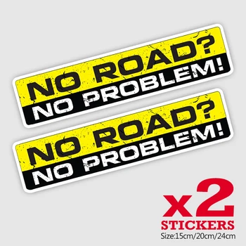 CK21838 #   2 Stück/Packung PVC-Aufkleber „NO ROAD NO PROBLEM“, Autoaufkleber, wasserfest, Auto-Dekorationen auf der Stoßstange, Heckscheibe, Motorrad