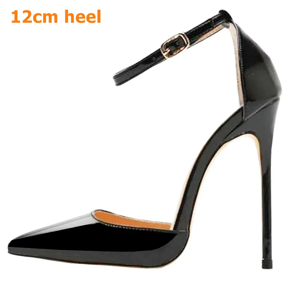 Lovirs Women\'s Pointed Toe Ankle Strap Stiletto 12cm High Thin Heel Pumps Wedding Party Office Career Basic Shoes 4-15