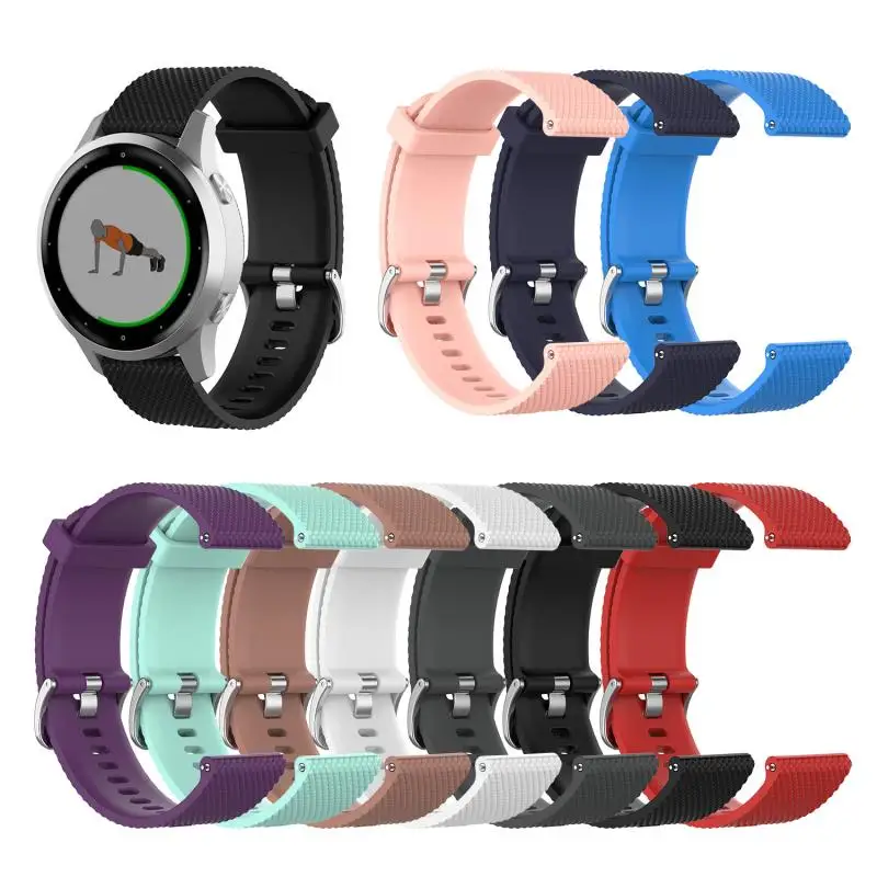 18MM Watchbands textured silicone strap For Garmin vivoactive 4S Soft Sport wrist bracelet Pure Color Multicolor Silicone Strap