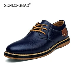 New Spring Autumn Fashion Men Shoes Men Leather Oxfords Shoes Casual Lace-up Formal Business Wedding Dress Shoes Big Size 38-48