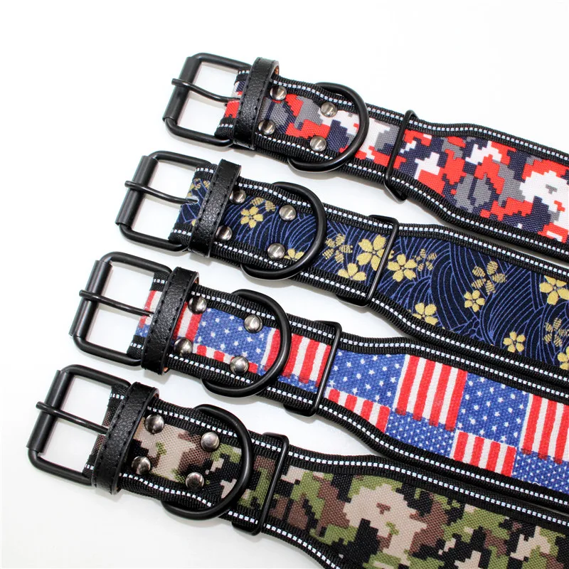 Heavy Duty Big Dog Collars for Medium Large Dogs Reflective Pet Collar Leash Strong Shepherd Beagle Pets Accessorie Supplies