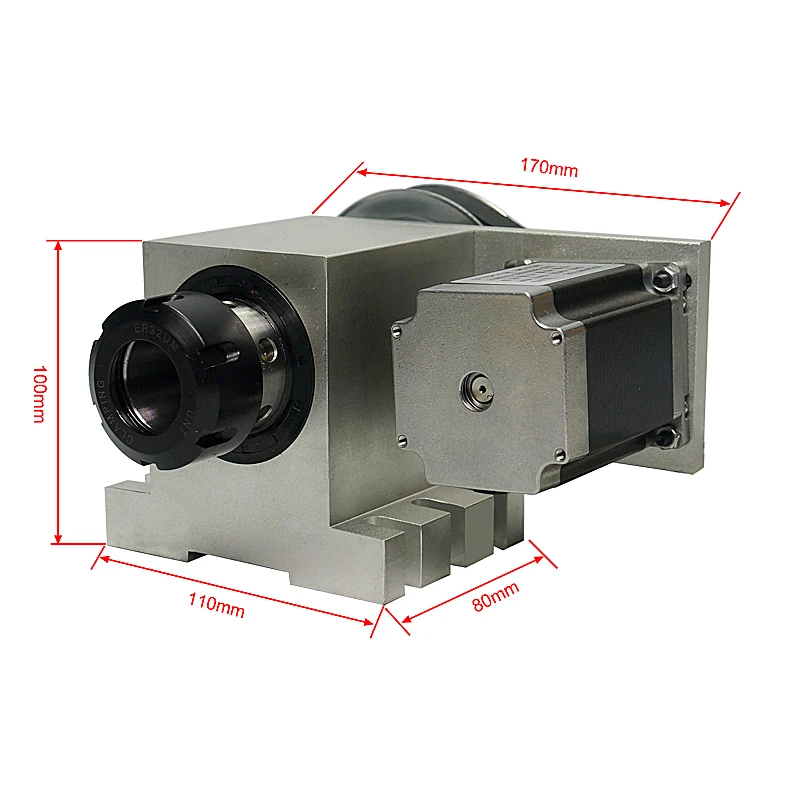 CNC dividing head 4th Rotary A axis 3M-6-ER32 with ER32 Collet chuck harmonic drive reducer for milling machine