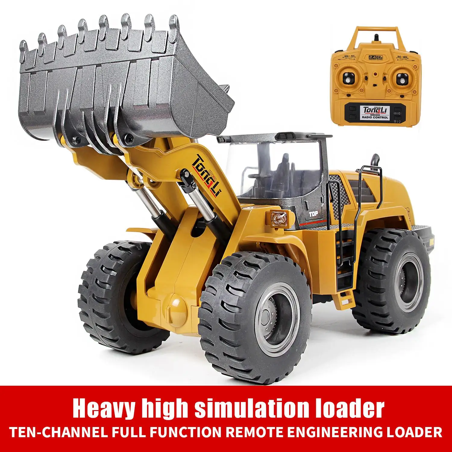 Mexico Stocks TongLi 583 Adult toys rc wheel loader Indoor Outdoor 2.4Ghz 1/14 remote control RC Car toy Alloy Truck Bulldozer