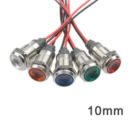 Luz LED indicadora de Metal, lámpara de señal impermeable, punto de instrucciones, Light3-6V, 12-24V, 110-220V, color rojo, amarillo, azul, verde y blanco, 10mm, 1 unidad