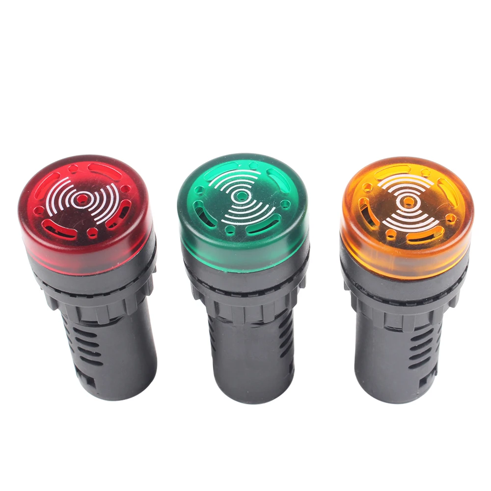 AD16-22SM 12V 24V 110V 220V 22mm Flash Signal Lumineux Rouge LED Active Buzzer Bip Alarme Indicateur Rouge Vert Jaune Panneau Montage 1Pc