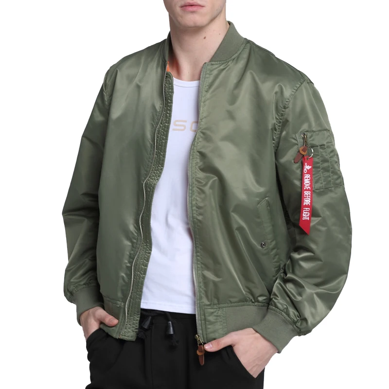 2023 Water Resistant Ma1 Lightweight Green Tactical Military Varsity Flight Windbreaker Pilot Air Force Bomber Jacket for Men