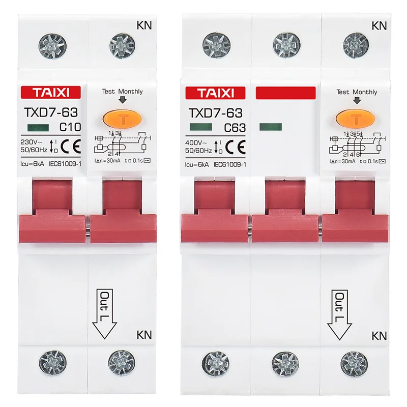 Imagem -05 - Interruptor Atual Residual Proteção do Escapamento da Sobrecarga Rcbo 16a 32a 63a 2p 3p 4p 300ma Ac380v 10 Peças