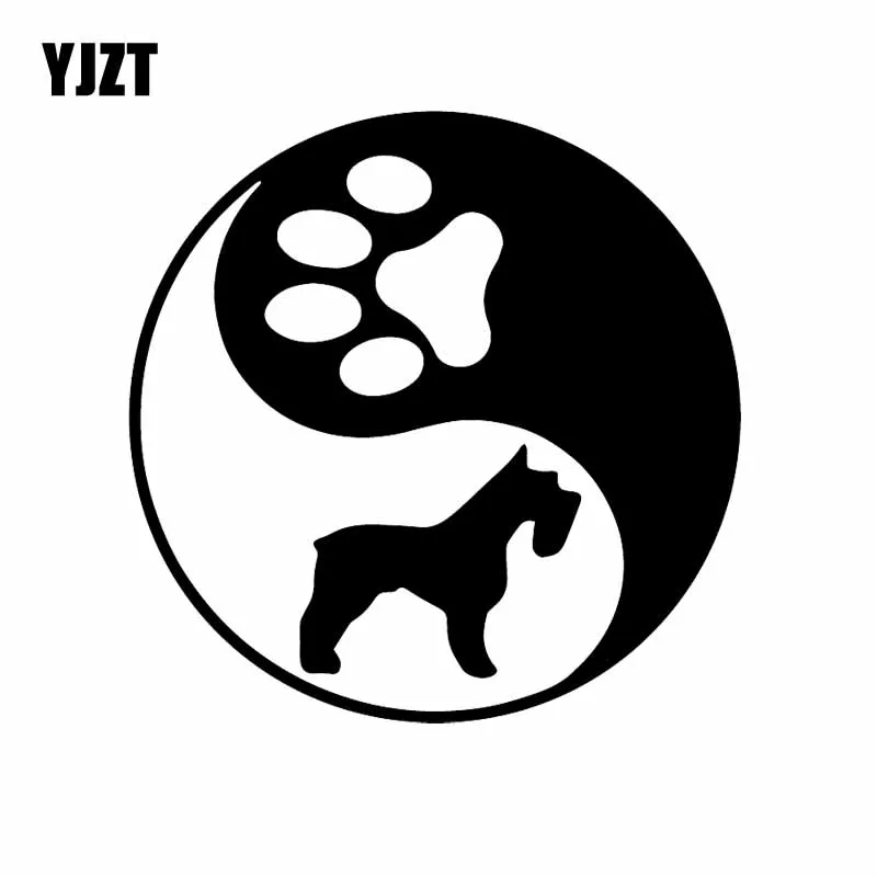 YJZT 14.9X14.9CM Yin Yang Schnauzer Art Decor Vinyl Decal Dog Miniature Car Sticker Black/Silver C24-1285