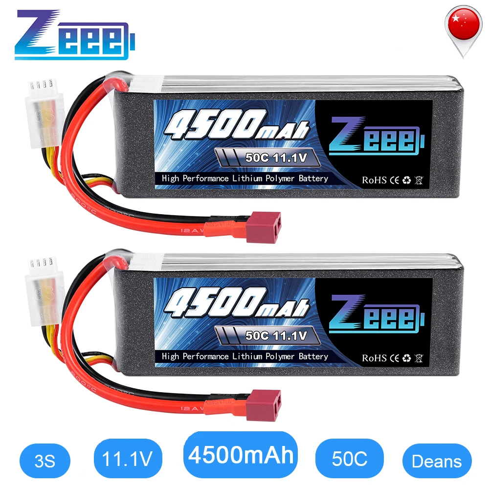 

2units Zeee 11.1V 4500mAh 50C 3S Lipo Battery with T Plug for RC Car Heli Quad Drone Helicopter Boat RC Airplane Racing Hobby