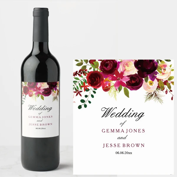 Custom name and date LOGO, personalized stickers, wedding champagne labels, packaging stickers, custom wine bottle labels