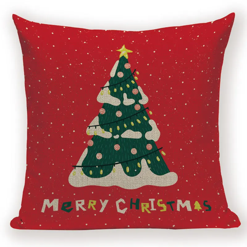 Merry Christmas Santa Claus Happy Christmas Tree Polyester Sofa Bed Decorative Wedding Decoration Birthday Party Throw Pillow C
