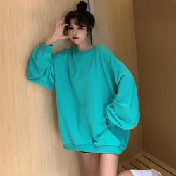 Women's Aesthetic Oversized Hoodie Gray Sweatshirt Loose Hoodies Purple Tops Korean Fashion Autumn 2024