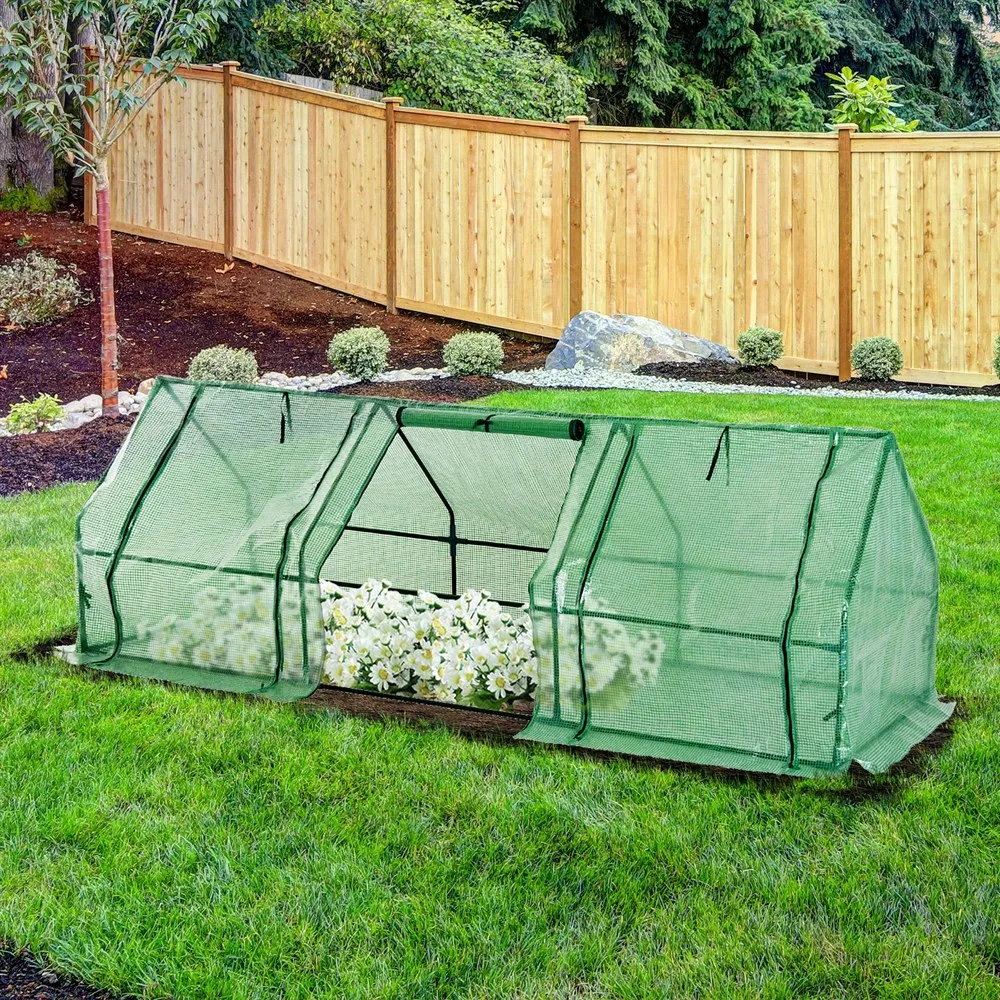Outsunny Gewächshaus 2'7 Meter Stahlrohr 270x90x90cm Tomaten Pflanzen Blumen PE 140g/m2