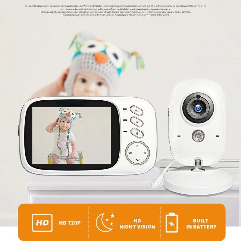 3.2 inch Baby Monitor Wireless Video Color High Resolution Baby Nanny Security Camera Night Vision Temperature Sleep Monitoring