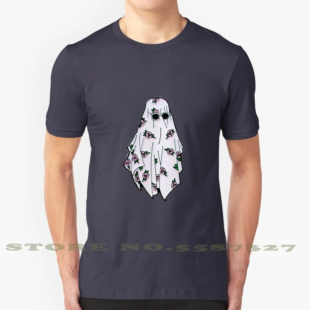 Indie Ghost 100% Cotton T-Shirt Ghost Top Kimono Floral Aesthetic Wavy Wave Trippy Cute Smol Bean Indie Grunge Clique Twenty