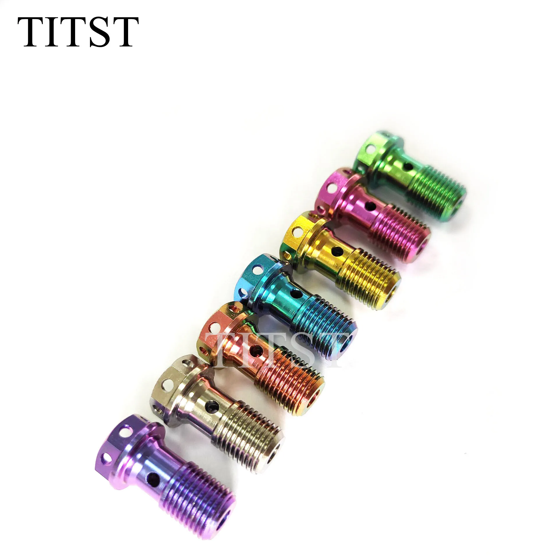 TITST Titanium Bolt M10x1.0 / 1.25 Banjo Bolt  Single Hole Clutch Banjo Bolt with Bleeder ( one lot = 10pcs )