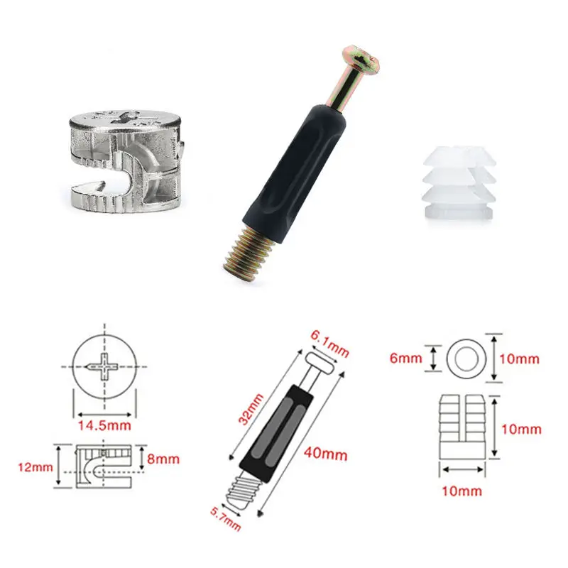 3 in 1 Dowel Jig Screw Connector Kit Furniture Connecting Hardware Eccentric Wheel Nut Cam Lock Nut Woodworking Accessories