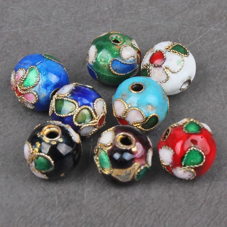 10pcs Unique Cloisonne Filigree Enamel Large Round Beads 12mm 14mm DIY Jewelry Making Earrings Necklace Bracelets Accessories