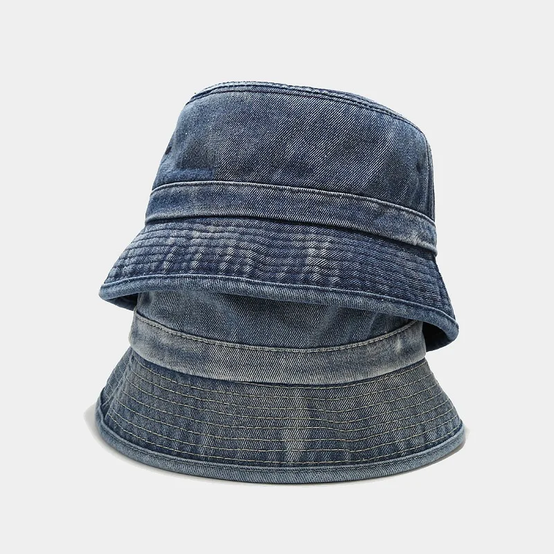 LDSLYJR Denim Solid Bucket Hat Fisherman Hat Outdoor Travel Sun Cap Hats for Men and Women 351