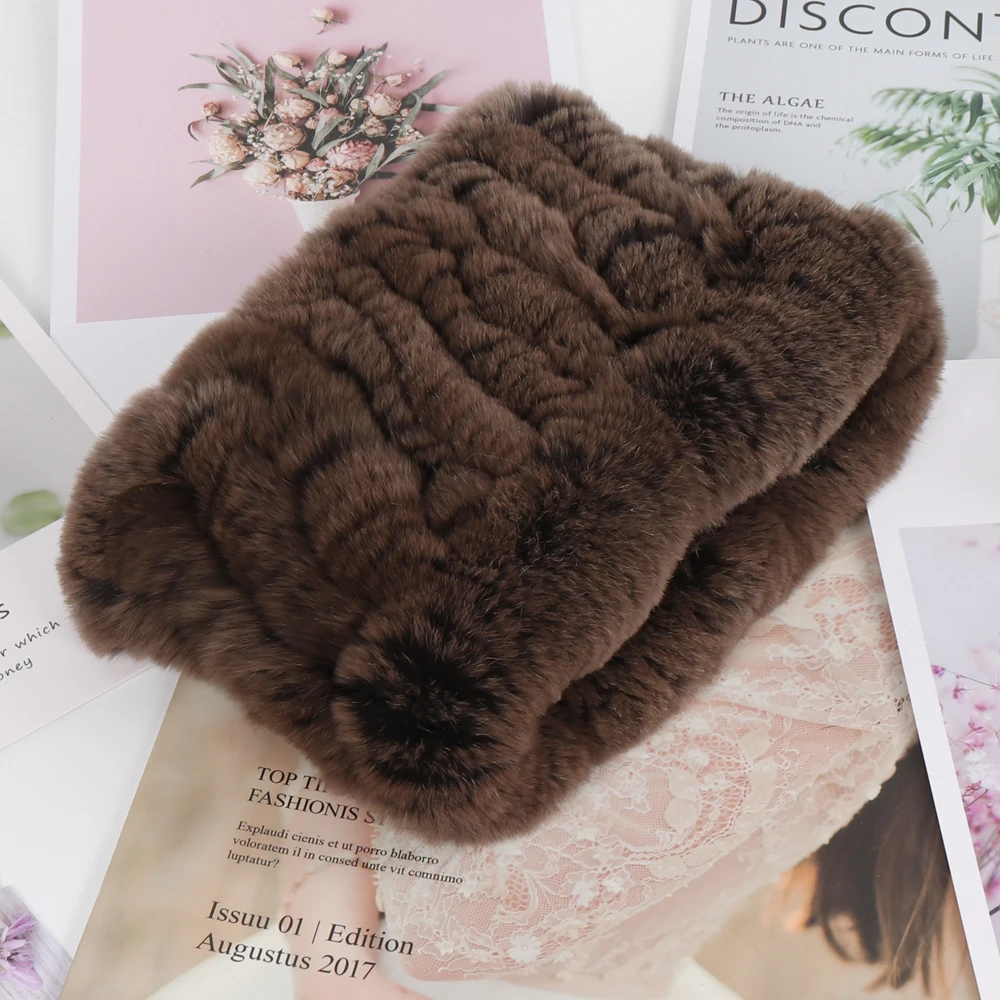 새로운 도착 진짜 모피 반지 Hairband 스카프 여성 니트 진짜 렉스 토끼 모피 스카프 좋은 탄성 겨울 무성한 천연 모피 머리띠