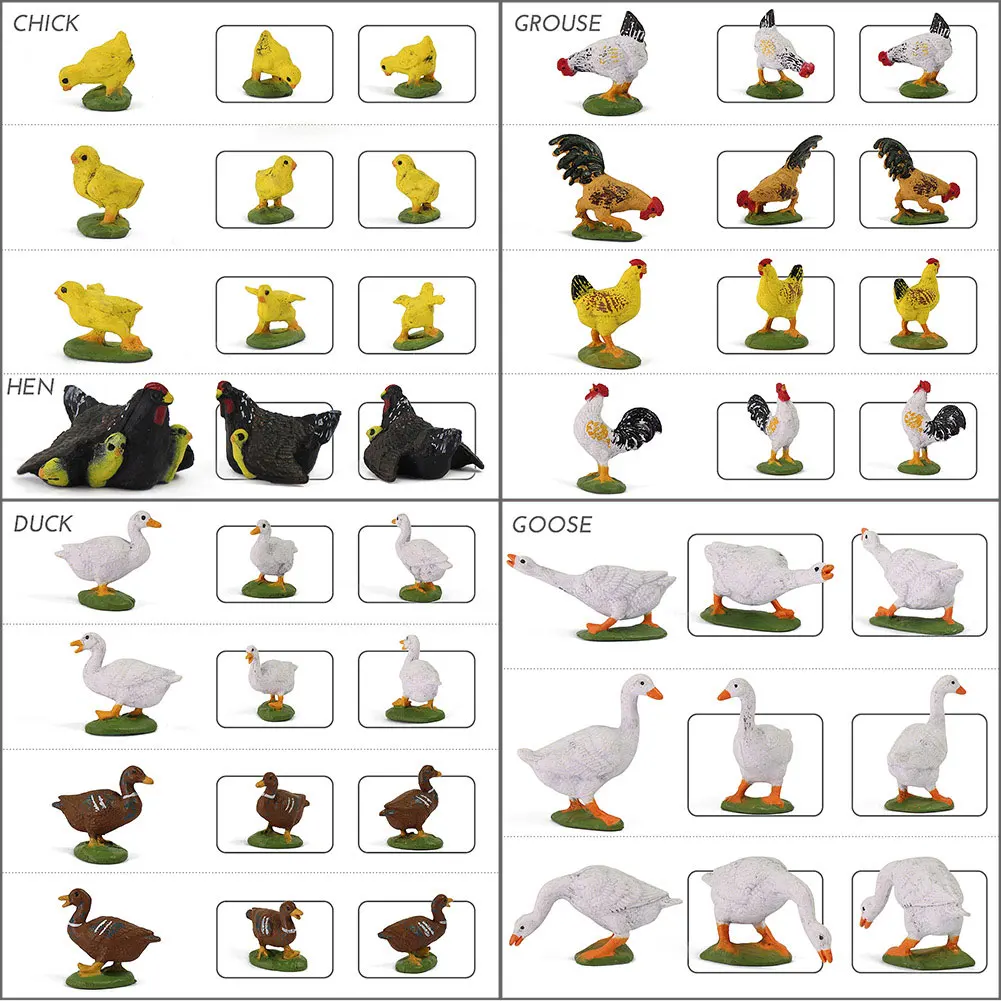 Evemodel 15pcs/30pcs 1:43 PVC Model Chicken Duck Hen Goose O Scale Poultry Domestic Fowl AN4304