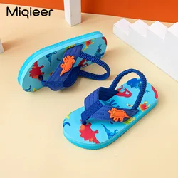 Zapatillas de verano para niños y niñas, chanclas de suela blanda, sandalias de playa con patrón de dinosaurio