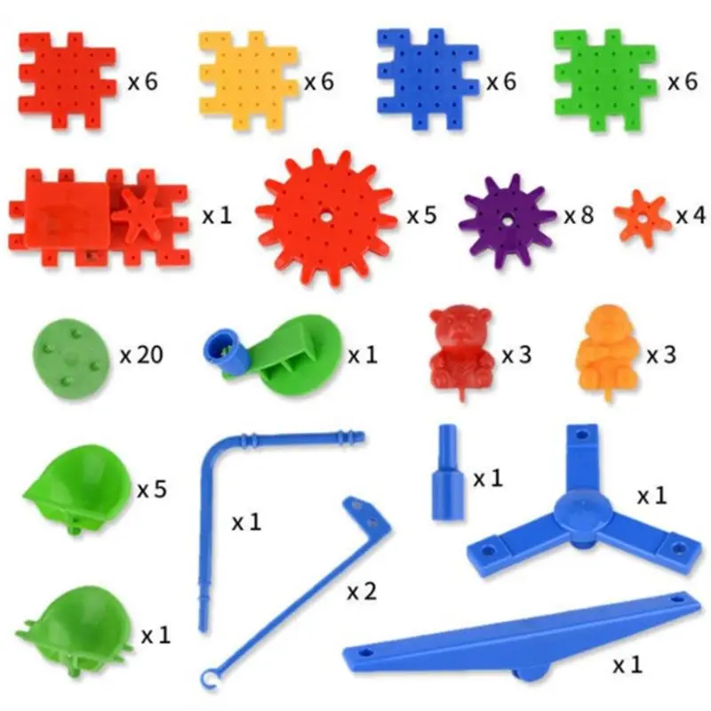 81 PCS ingranaggi elettrici kit di costruzione di modelli 3D blocchi di mattoni di plastica giocattolo educativo-colori casuali