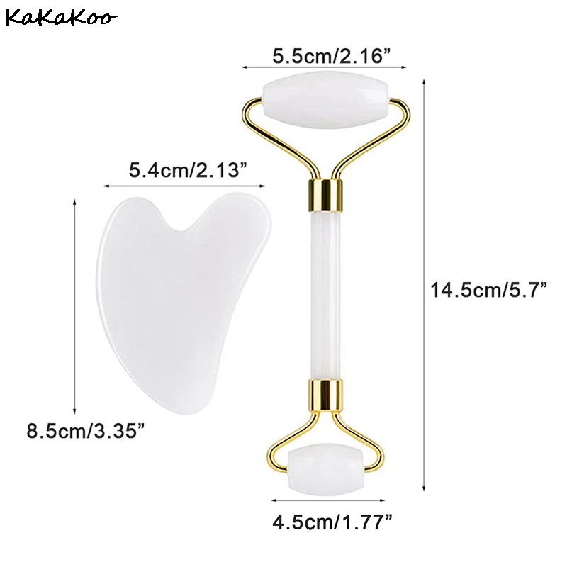 Face Massage Jade Roller Rose Quartz Natural Stone Gua Sha Slimmer Lift Wrinkle Double Chin Remover Beauty Care Slimming Tools