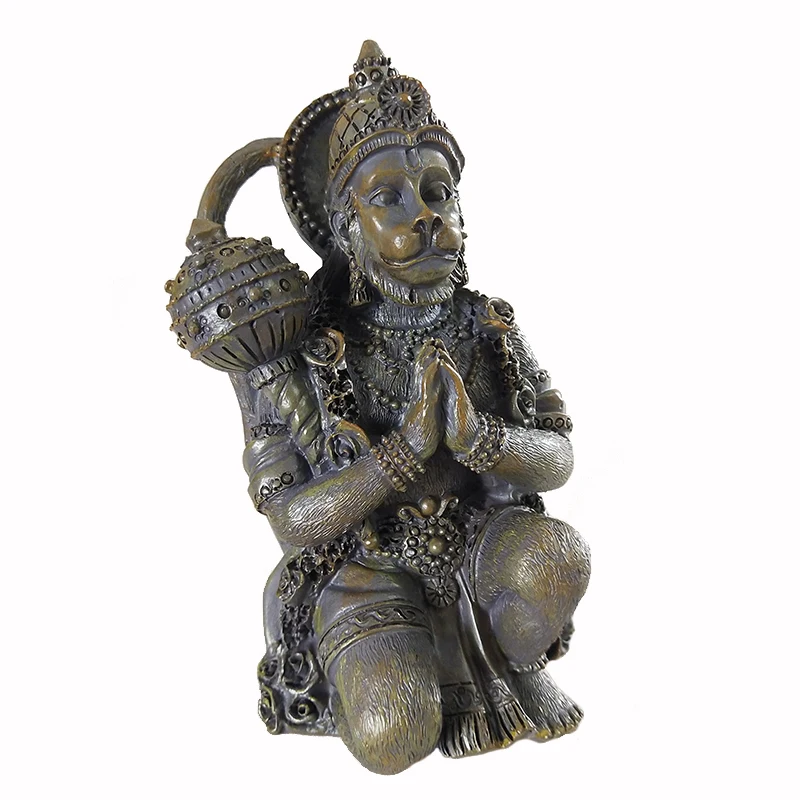 Steinfarbene Hanuman-Statue, Große Hinduistische Affengott-Buddha-Figur aus Kunstharz, Zen-Garten-Dekoration, Glücksbringer-Geschenk – Detail 8