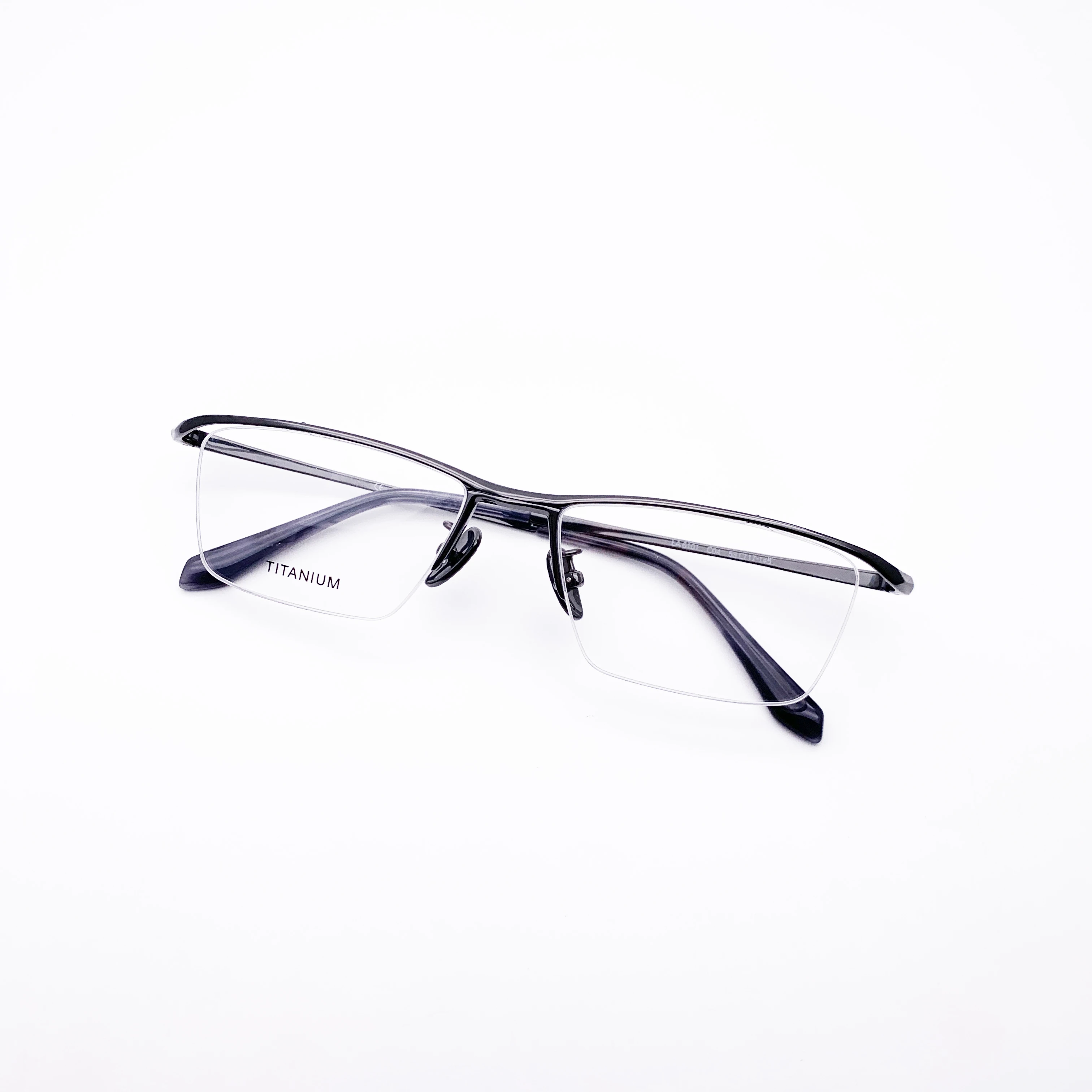 Belight Optical Japan Design Simple Line Pure Titanium Half Rimless Frame Men Prescription Semi Eyeglasses  Eyewear LA6101