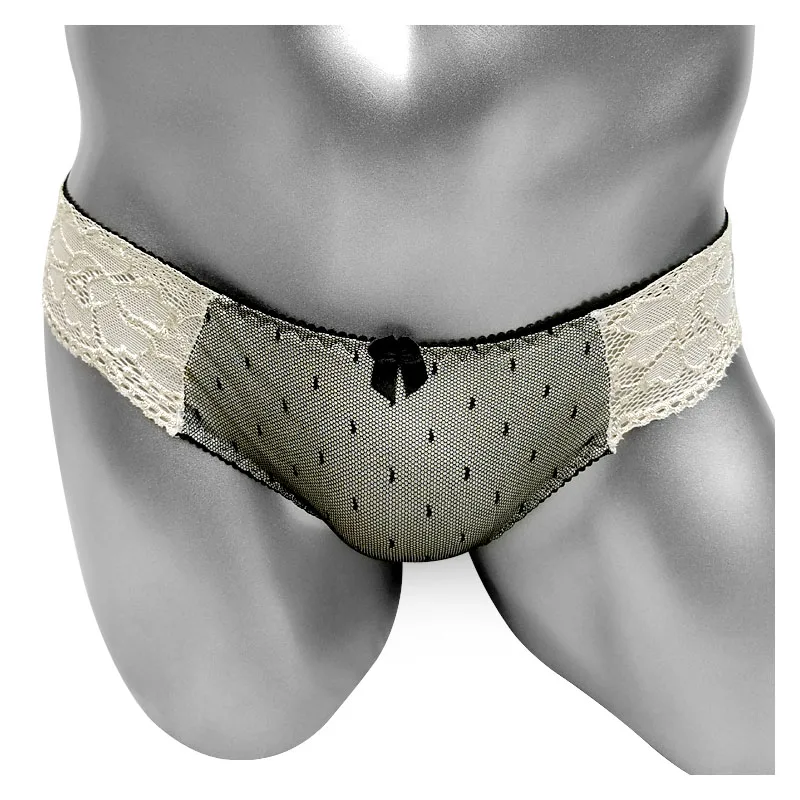 Sexy Sissy Panties Briefs Underwear for Sissy Mens Sexy Lingerie Lace Softy Mesh Bow Super Low rise Gay Bikini Underpants