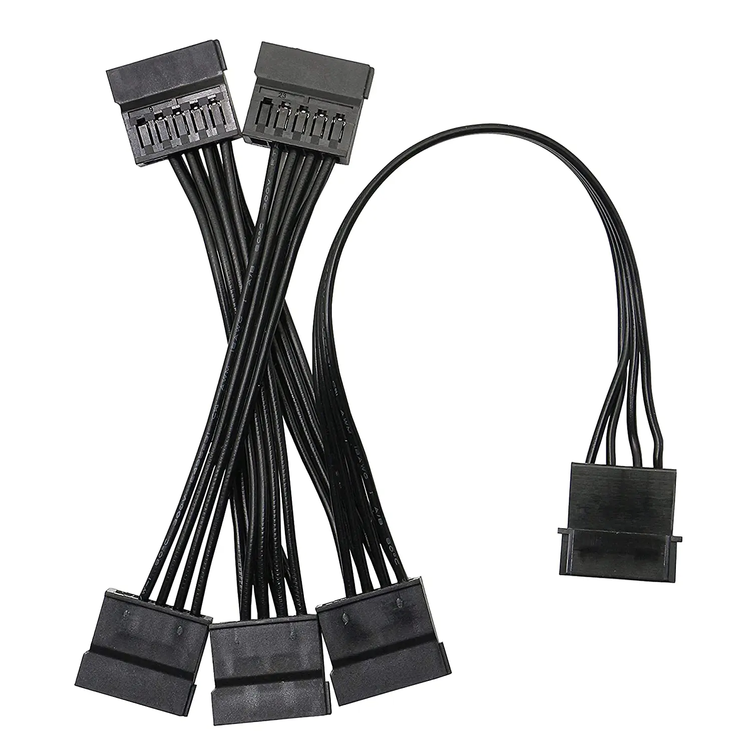 موليكس 4pin IDE 1 إلى 5 SATA 15Pin القرص الصلب إمدادات الطاقة الفاصل وصلة كابل DIY بها بنفسك PC Sever 4-pin إلى 15-pin الطاقة 60 سنتيمتر