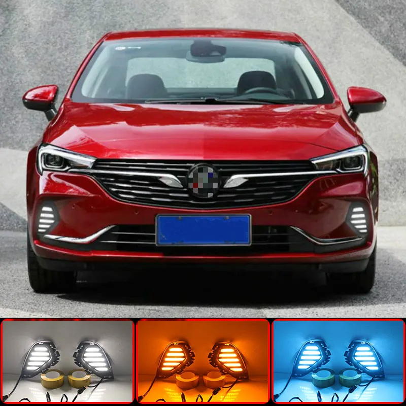 2Pcs For Buick Verano 2020 Led Daytime Running Light White Driving Yellow Turn signal Light Blue Night Fog Lamp