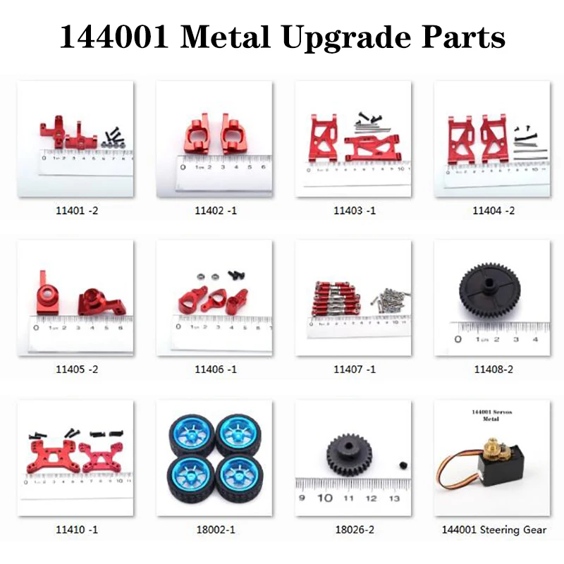 144001 WLtoys RC Car Upgrade Metal Spare Parts Tires Motor Gear Swing arm Type C Block Front And Rear Seat Assembly 1/14