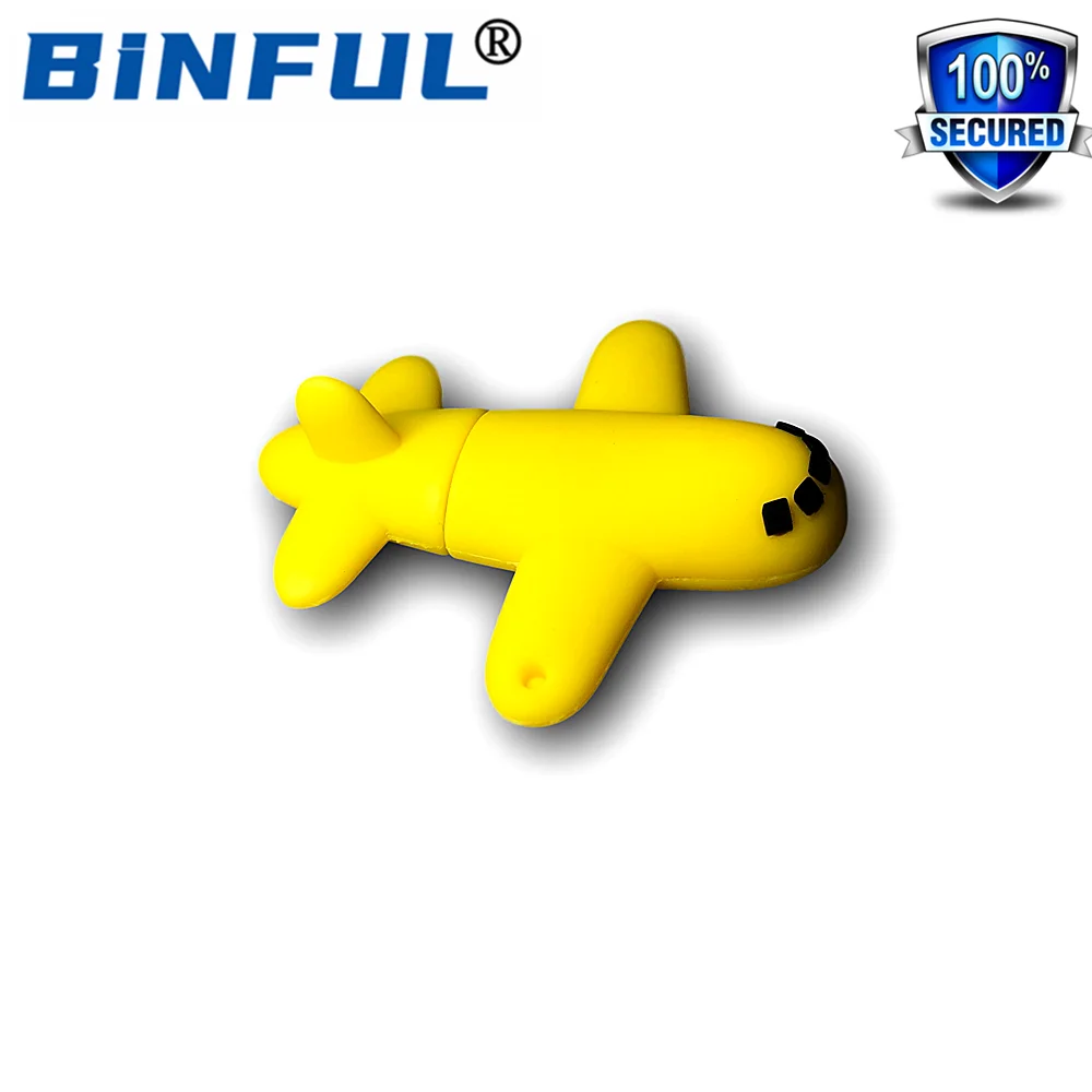 BINFUL Fast Yellow plane Civil aircraft usb flash drive Cartoon 4GB 8GB 16GB 32G 64G 128G 256G pen drive usb memory stick u disk