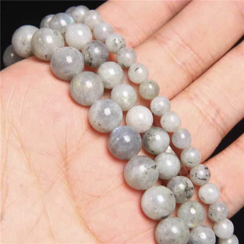 Nature Gray Moonstone Beads labradorite Stone Loose Polished Beads For Jewelry Making Bracelet Necklace Accessories 15.5\