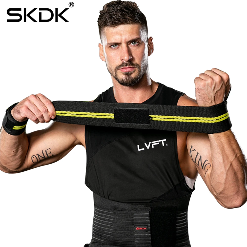 SKDK 1 pairs Nylon Wristband Elastic Wrist Wraps Bandages Weight Lifting Breathable Grip Barbell Support Straps Hand Protector