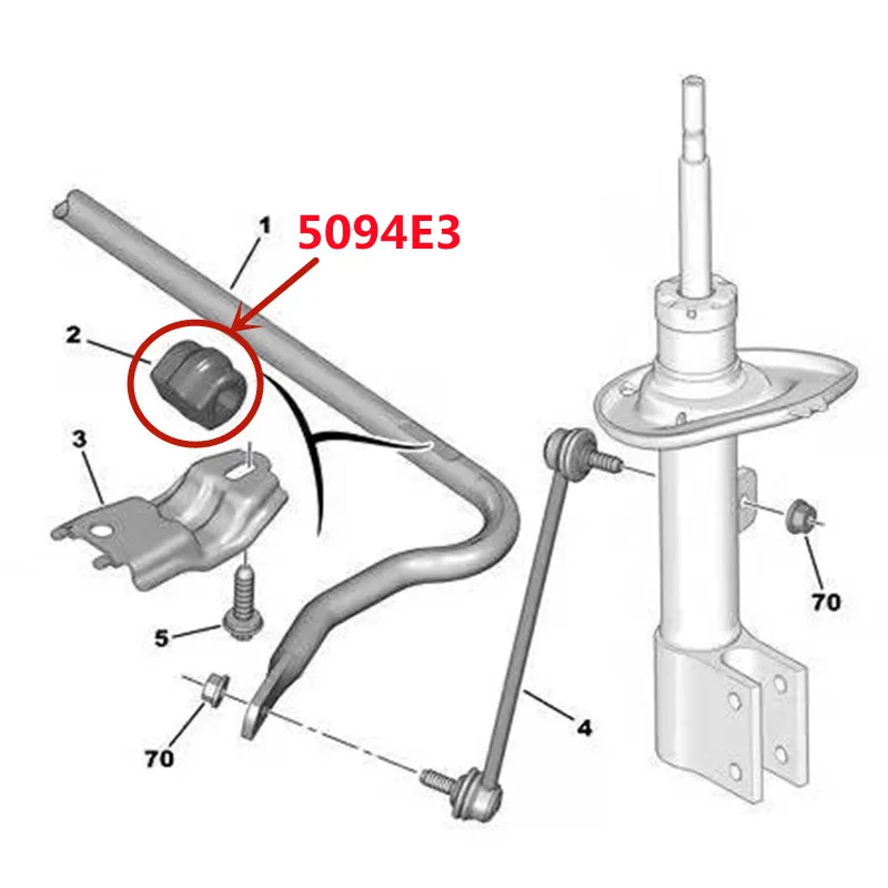 Suitable for Peugeot 307 SW 3008 308cc 5008 RCZ stabilizer mount 5094E3 Anti Roll Bar Bearing Opening glue Pull rod bushing