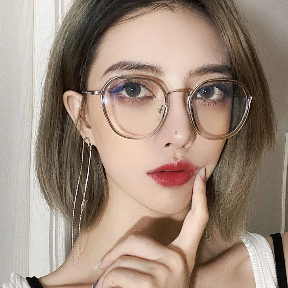 Metal Round Anti Blue Light Glasses Women Men Fashion Blocking Eyeglasses Frames Transparent Computer Glasses Optical Spectacle