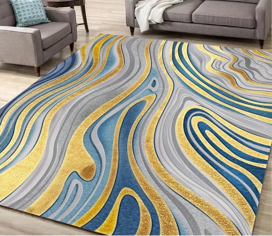 

wave floors Gold floor European abstract pattern carpet floor Self-adhesive Wallpaper 3D PVC Floor Sticker Printing